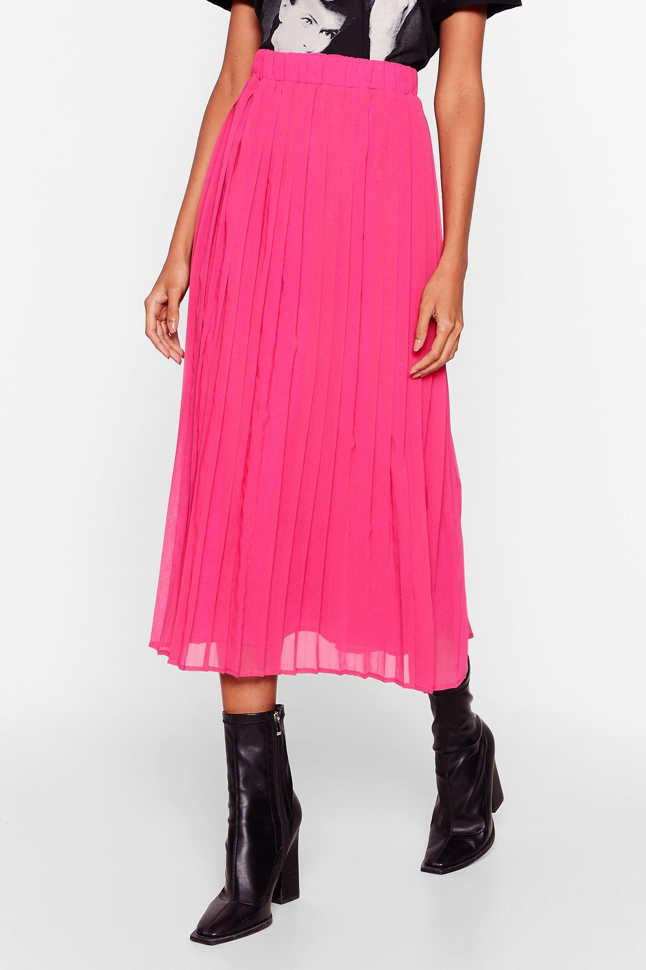 Hot pink outlet pleated chiffon skirt